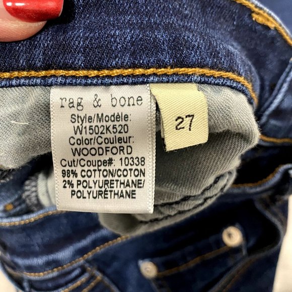 Rag & Bone Mid-Rise Skinny‎ Dark Wash Jeans Size 27 - Picture 6 of 9